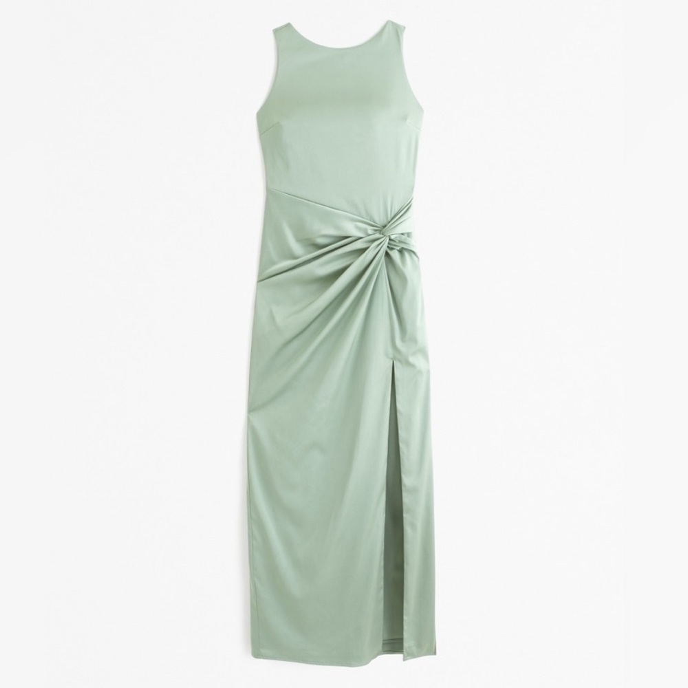 Abercrombie & Fitch Green Satin Draped Skirt Dress NWOT